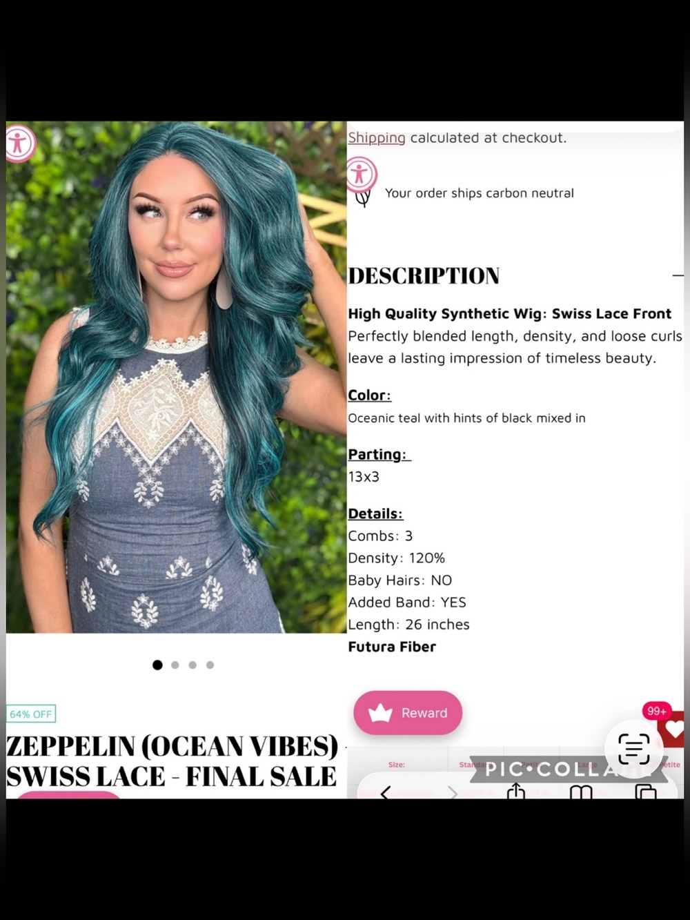CSC Zeppelin Ocean Vibes Swiss Lace STD Synthetic Lace Front Wig - Long Wavy